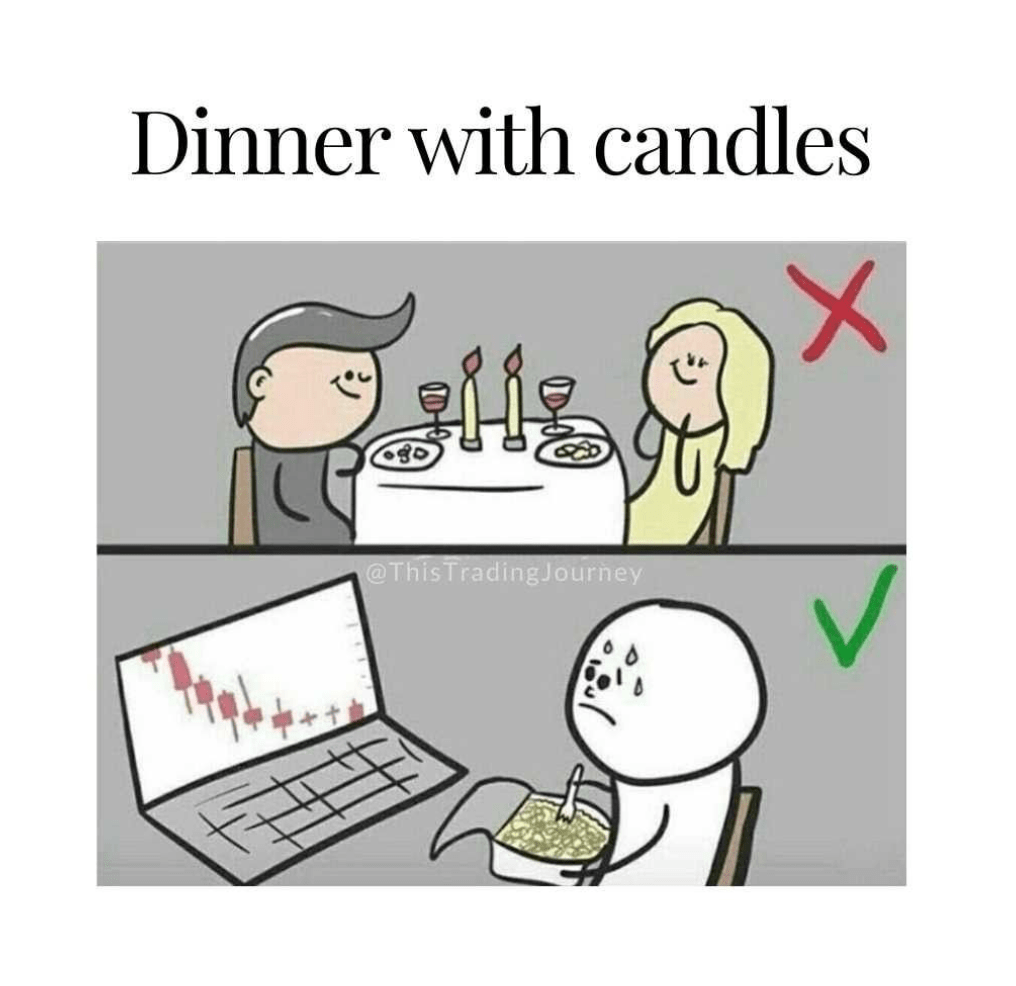 trading meme traders dinner with candles